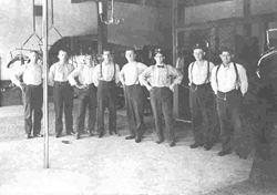 Crew around the pole